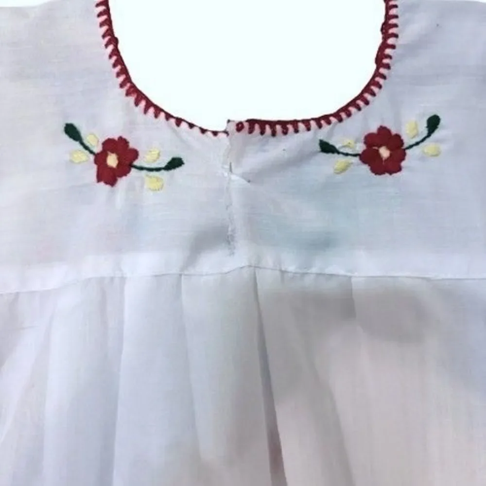 Mexican Hand Embroidered Folkloric Artesania Floral Toddler Dress No Tags